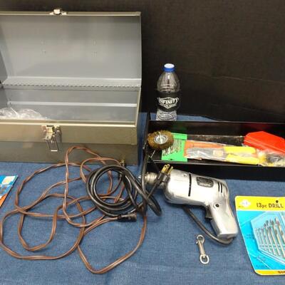 LOT 436  DRILL, TOOL BOX AND MISC I