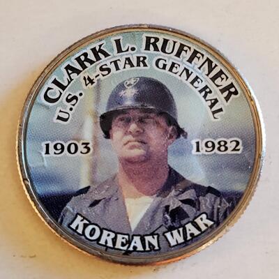 Clark L Ruffner U.S. Military Korean War 4 Star General Half Dollar Commemorative Coin Free Shipping Bid or Buy Now