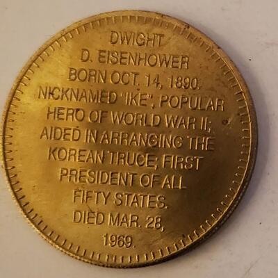 Dwight's Eisenhower World War 2 Hero President Token Coin Free Shipping Bid or Buy Now