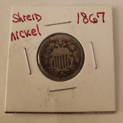 Old 1867 Shield Nickel Post Civil War Coin Free Shipping Bid or Buy Now