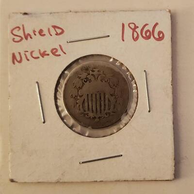 Old 1866 Shield Nickel Post Civil War Coin Free Shipping Bid or Buy Now