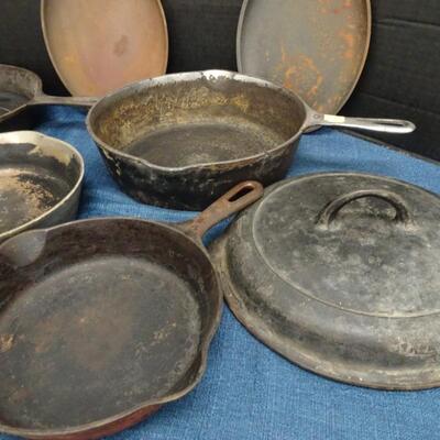 LOT 449  CAST IRON PANS
