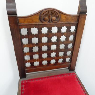 LOT 450  VINTAGE WOOD AND VELVET CHAIR