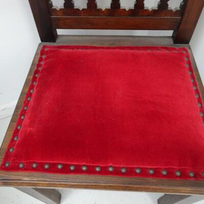 LOT 450  VINTAGE WOOD AND VELVET CHAIR