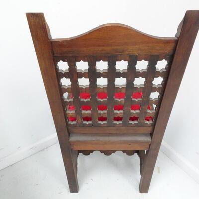 LOT 450  VINTAGE WOOD AND VELVET CHAIR