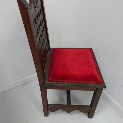 LOT 450  VINTAGE WOOD AND VELVET CHAIR
