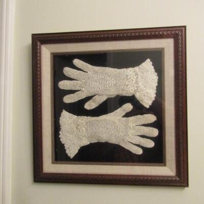 Framed Under Glass- Antique Ladies Gloves with Written Family Provenance