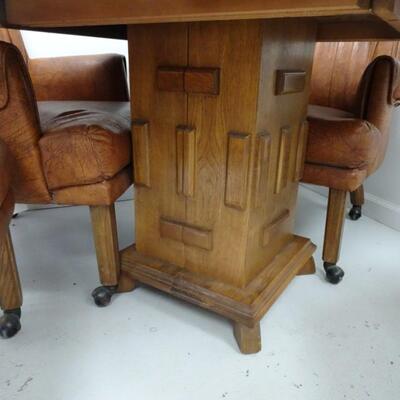 LOT 458  VINTAGE ROUND DINING SET/GAMES TABLE AND FOUR CHAIRS