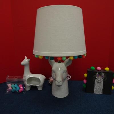 LOT 500  LLAMA LAMP AND LLAMA ITEMS