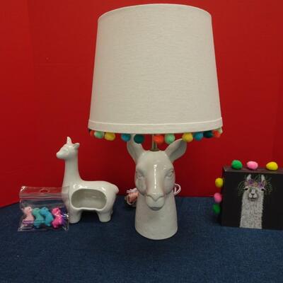 LOT 500  LLAMA LAMP AND LLAMA ITEMS