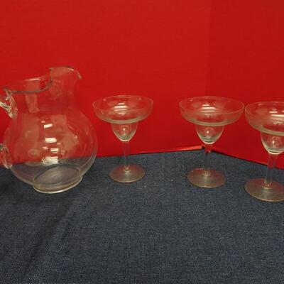 LOT 504  GLASS MARGARITA SET AND MISC ITEMS