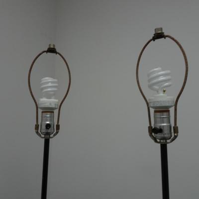 LOT 513  TWO FLOOR LAMPS. WITH METAL BASE