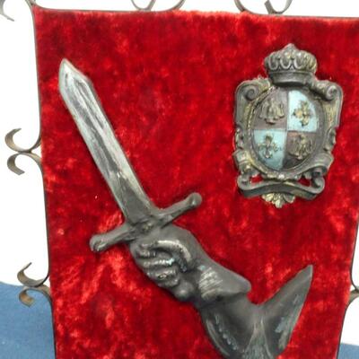 LOT 514 VINTAGE RED VELVET WALL DECOR