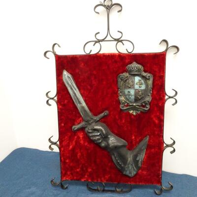 LOT 514 VINTAGE RED VELVET WALL DECOR