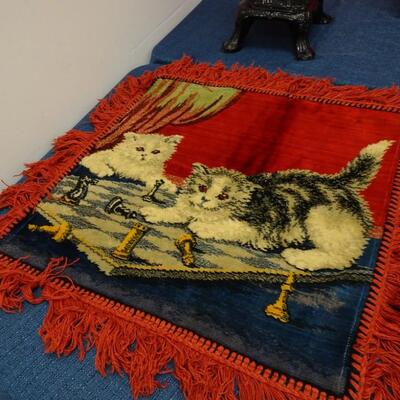 LOT 517. PLAID BLANKET, WOOD WINE BOTTLE STAND AND HOME DECOR