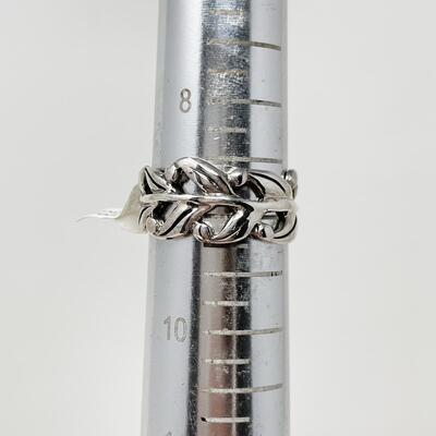 925 STERLING SILVER LEAF BAND RING - SIZE 9