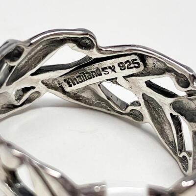 925 STERLING SILVER LEAF BAND RING - SIZE 9