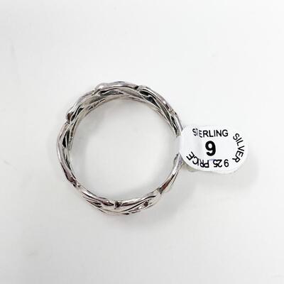 925 STERLING SILVER LEAF BAND RING - SIZE 9