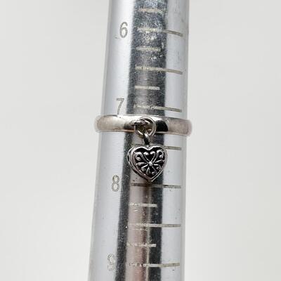 925 STERLING SILVER HEART CHARM RING - SIZE 7
