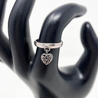 925 STERLING SILVER HEART CHARM RING - SIZE 7