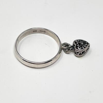 925 STERLING SILVER HEART CHARM RING - SIZE 7