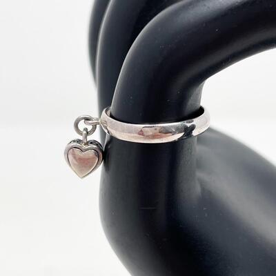 925 STERLING SILVER HEART CHARM RING - SIZE 7