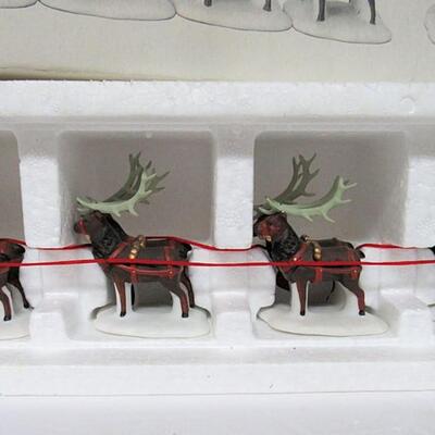 Dept 56 Sleigh and Eight Tiny Reindeer Set