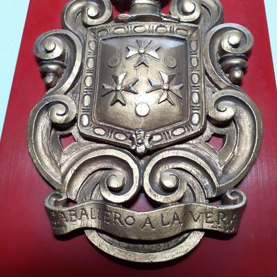 Wood and ceramic Coat of Arms plaque