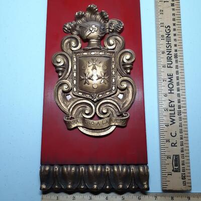 Wood and ceramic Coat of Arms plaque