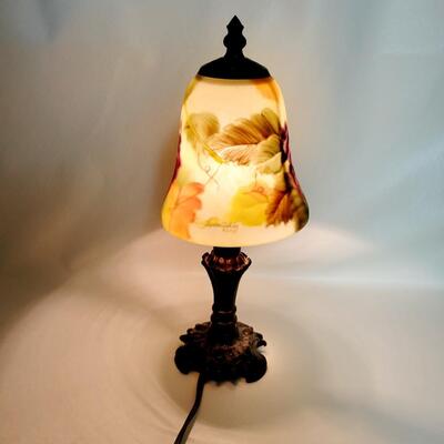HAND PAINTED GLYNDA TURLEY REVERSE GLASS TABLE / DESK LAMP