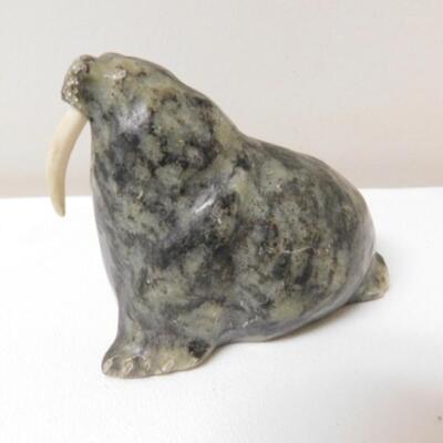 Authentic Alaskan Hand Carved Art Stone Walrus