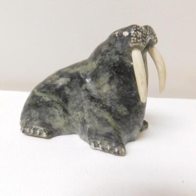 Authentic Alaskan Hand Carved Art Stone Walrus