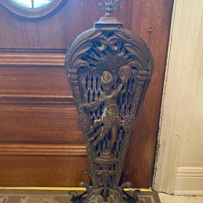 Antique brass fireplace fan screen