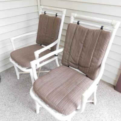 Pair of Quality Metal Frame Patio Chairs with Cushions Seat Frame is Welded Metal Slats