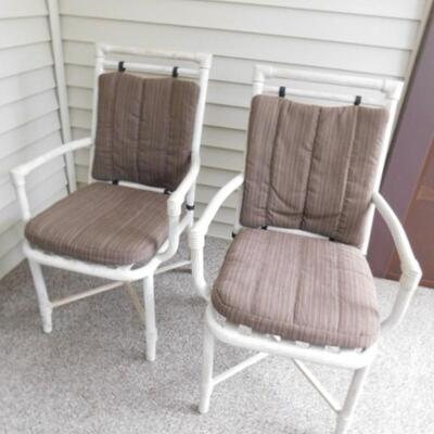 Pair of Quality Metal Frame Patio Chairs with Cushions Seat Frame is Welded Metal Slats