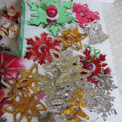Large Lot of Christmas Ornaments, Foil, Metal, Plastic