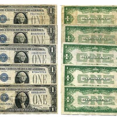 Estate Collection of 10 Funnyback Silver Certificates