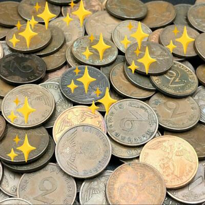 Estate Collection of 25 Old German World War 2 WW2 2 Reichspfennig Coins