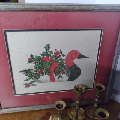 LOT  232  HOLIDAY AND BRASS CANDLE HOLDERS