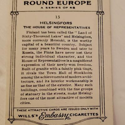 Old Tobacco Cigarette Card The House of Representatives Finland Europe