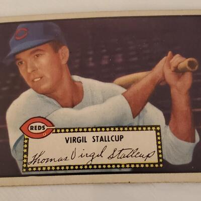 Old Topps 1952 Virgil Stallcup Cincinnati Reds Baseball Card #69