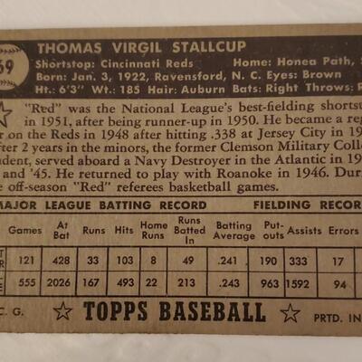 Old Topps 1952 Virgil Stallcup Cincinnati Reds Baseball Card #69