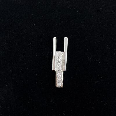 925 STERLING SILVER & RHINESTONE RECTANGULAR PENDANT