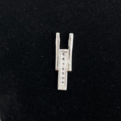 925 STERLING SILVER & RHINESTONE RECTANGULAR PENDANT