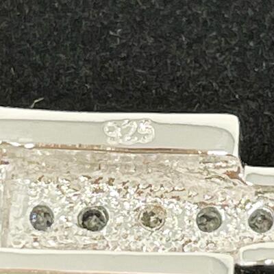 925 STERLING SILVER & RHINESTONE RECTANGULAR PENDANT