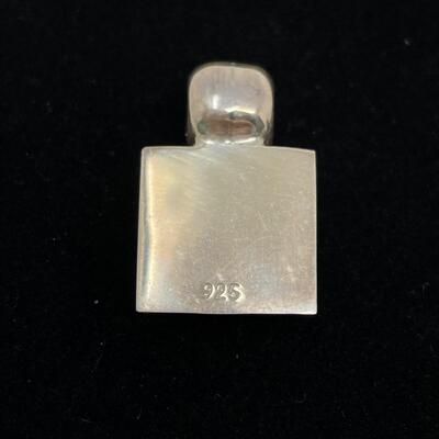 CORAL & 925 STERLING SILVER SQUARE PENDANT
