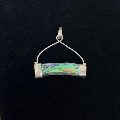 ABALONE & 925 STERLING SILVER NECKLACE PENDANT