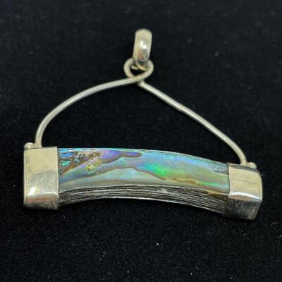 ABALONE & 925 STERLING SILVER NECKLACE PENDANT