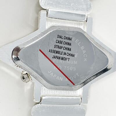 GENEVA SILVER TONED & RHINESTONE QUARTZ WATCH - WORKS