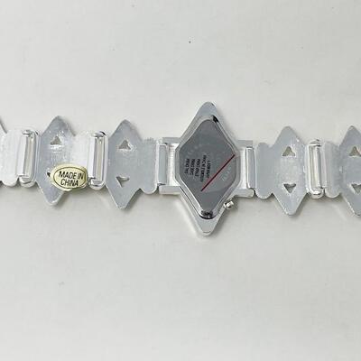GENEVA SILVER TONED & RHINESTONE QUARTZ WATCH - WORKS